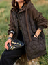 Damen Jacke Steppjacke mit Kapuze - Warmer Wintermantel in Braun mit Taschen